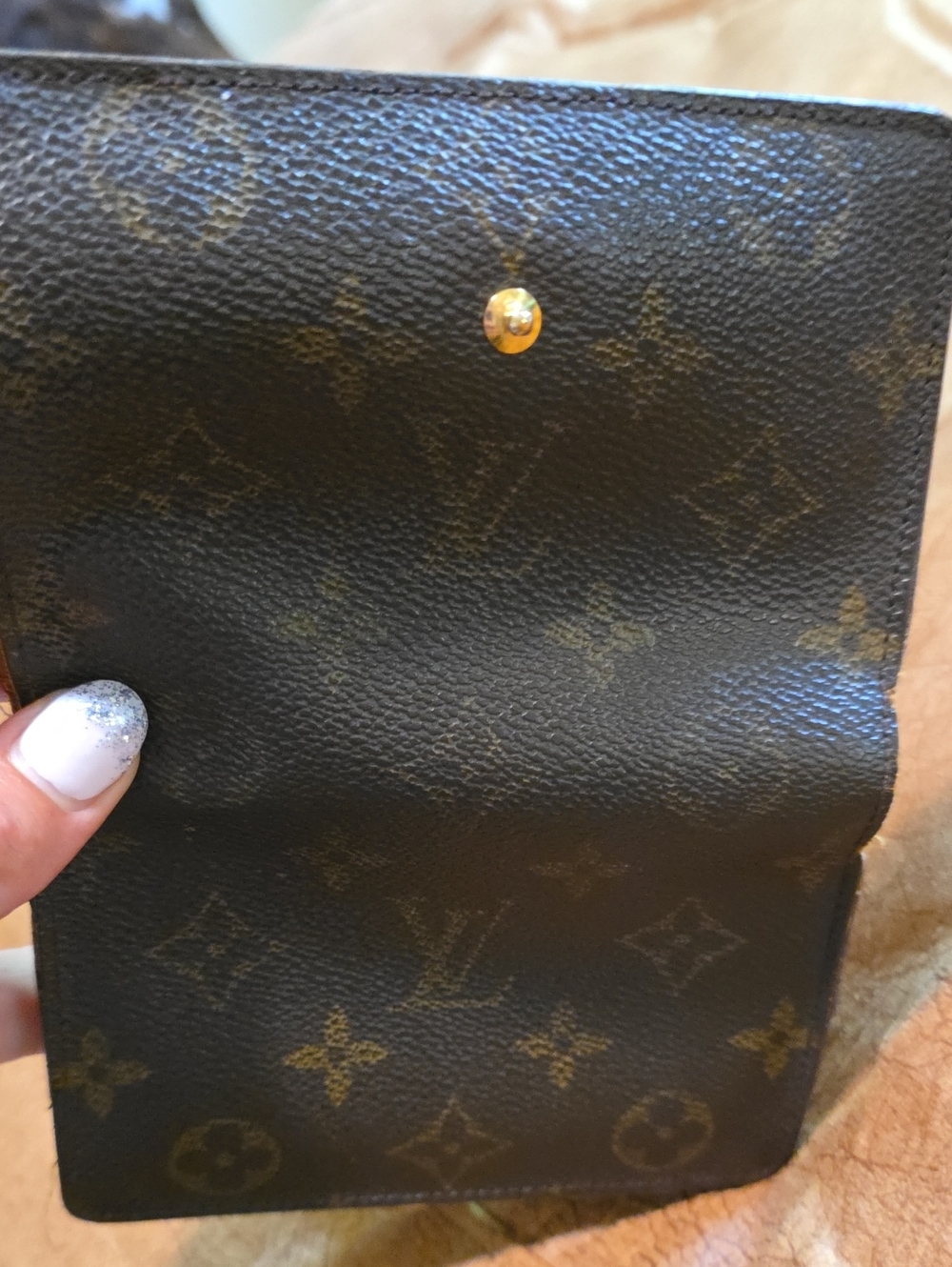 Designer Monogram Compact Wallet in Dark Brown